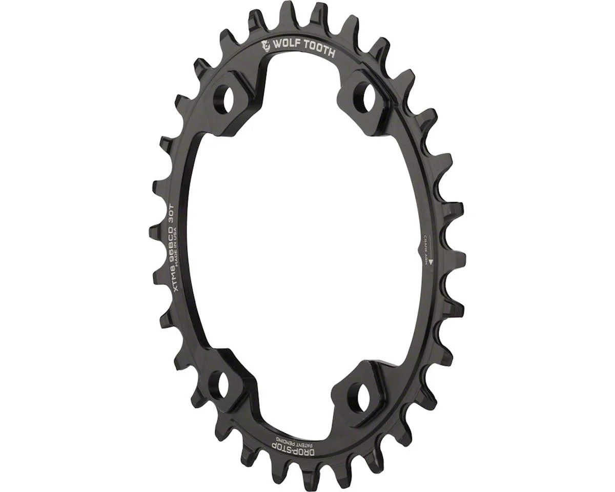 Wolf Tooth Components PowerTrac Elliptical Chainring (Black) (Drop-Stop A) (Single) (30T) (96mm Shimano Asym. BCD) (X...